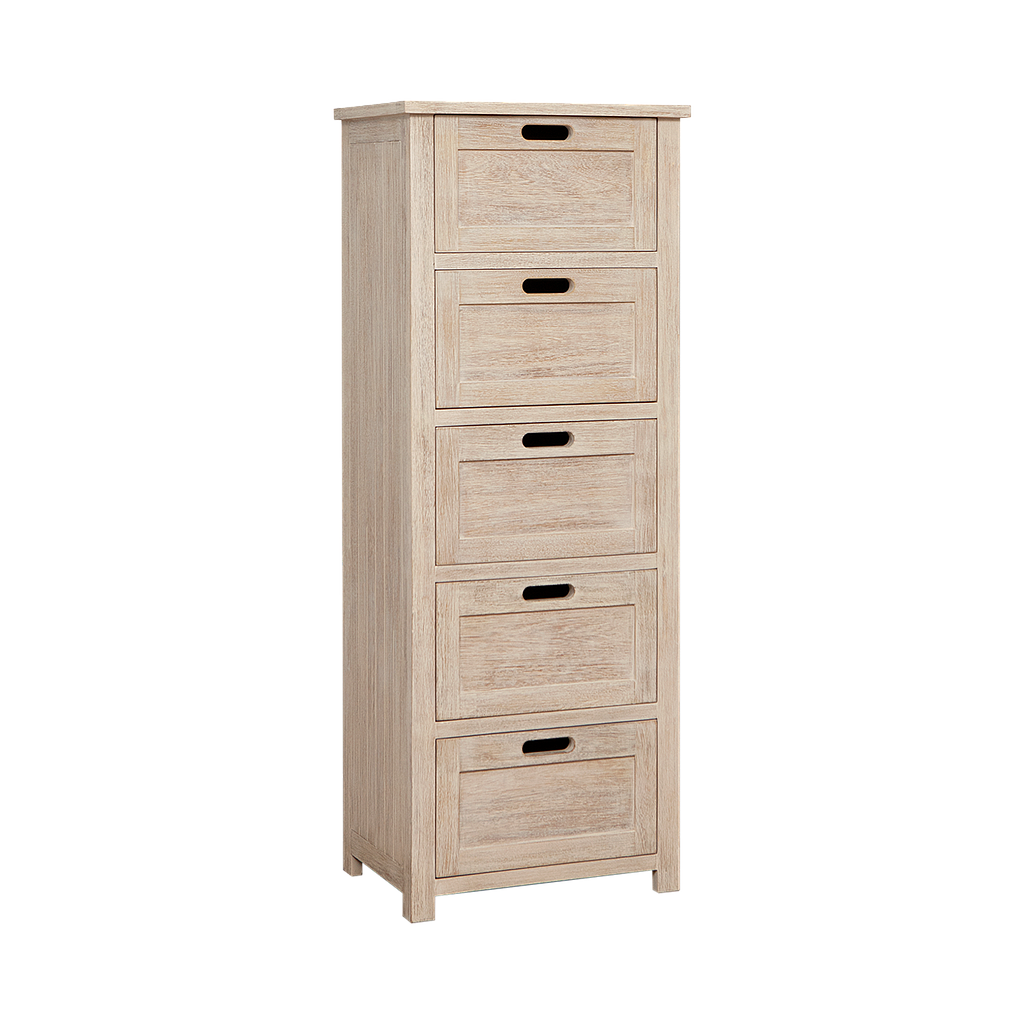 DANE - Chest of drawers L50 xH129 - Whitened acacia