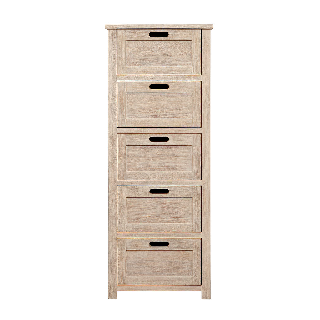 DANE - Chest of drawers L50 x H129 - Whitened acacia