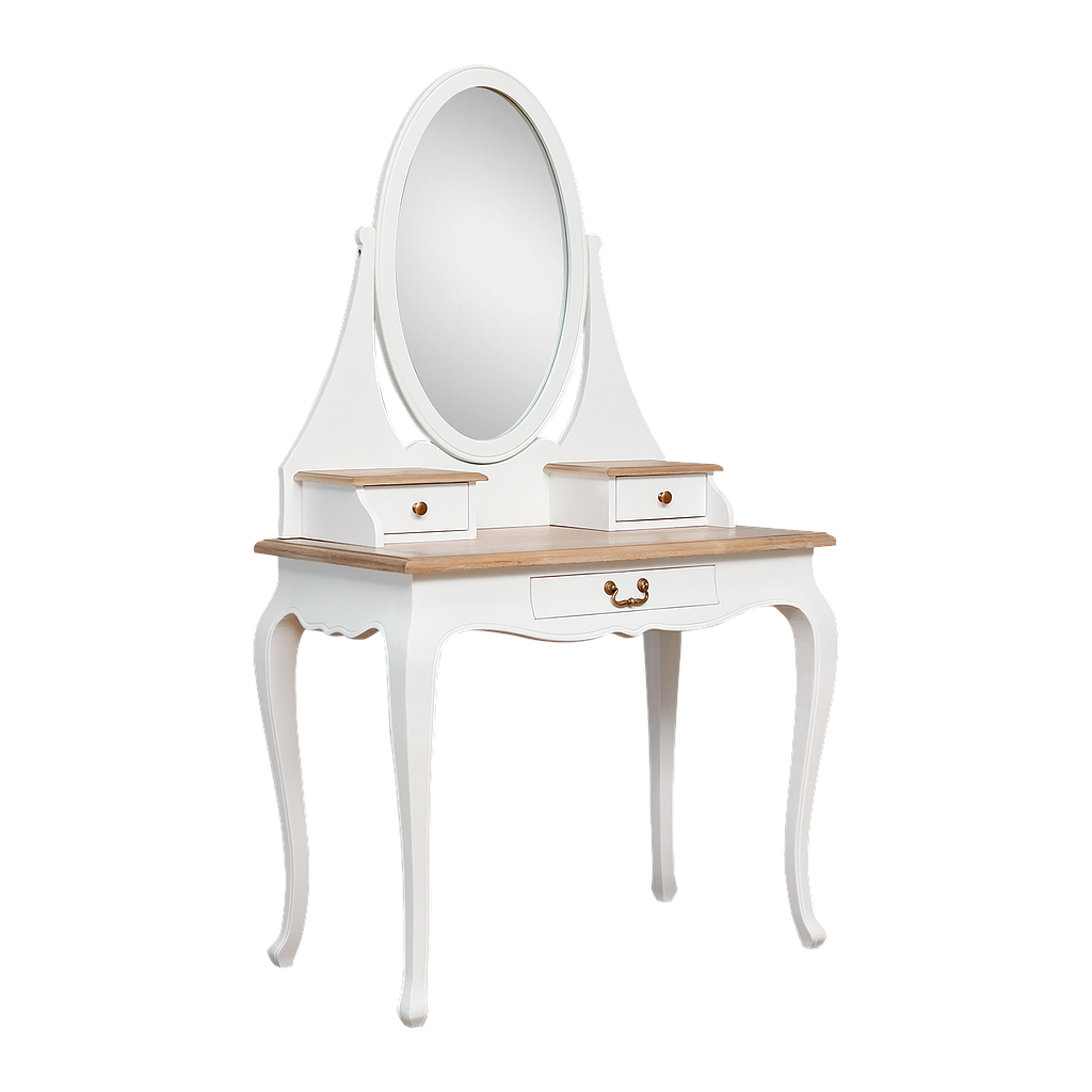 ALEXIA - Dressing table L90 - Brushed white and Toffee