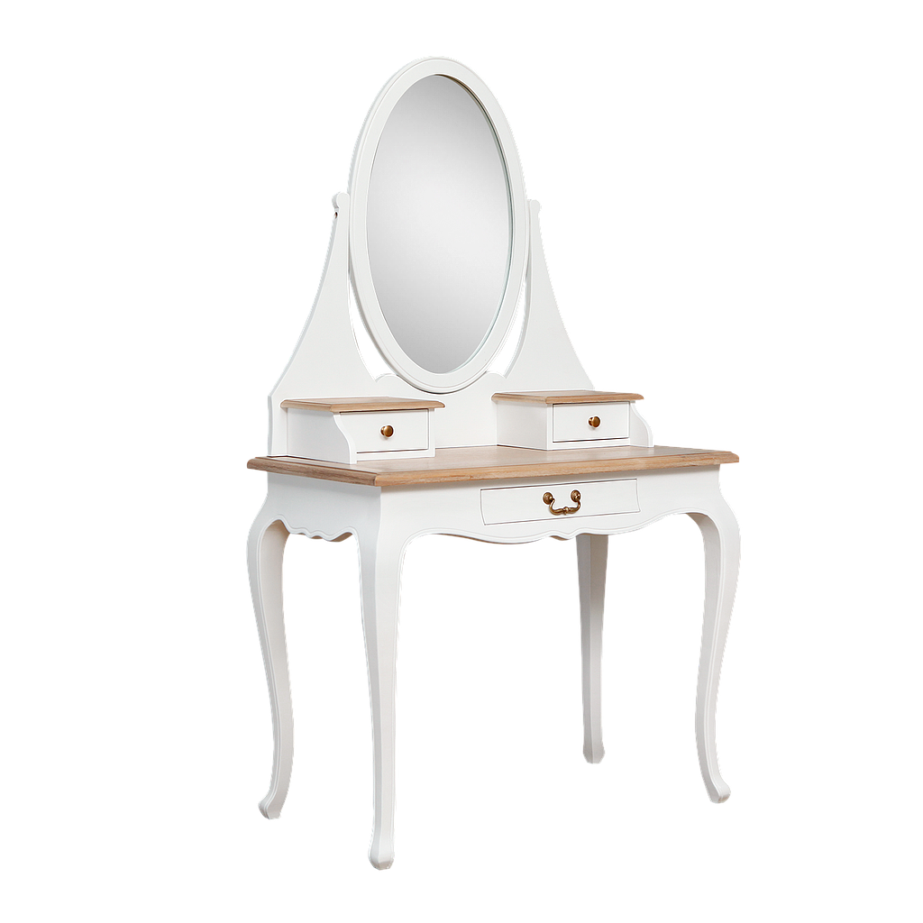 ALEXIA - Dressing table L90 - Brushed white and Toffee