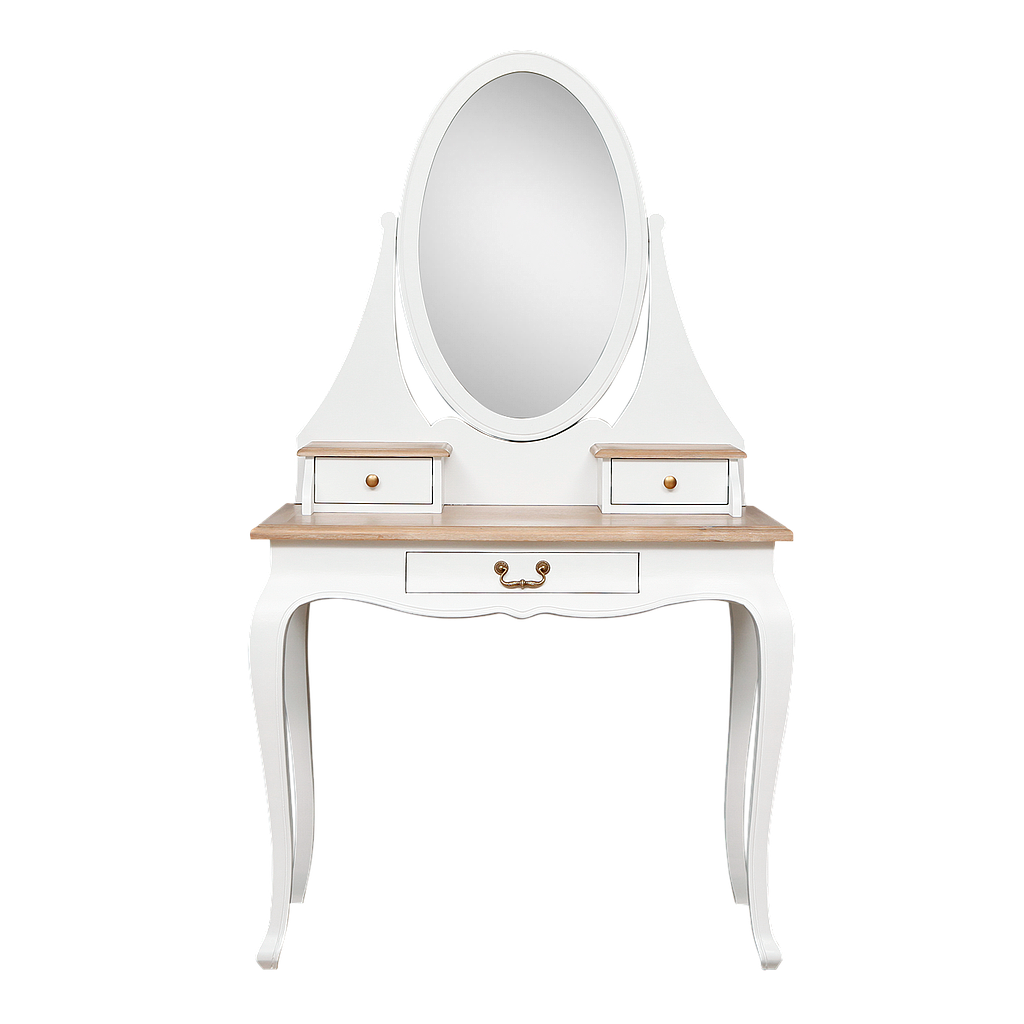 ALEXIA - Dressing table L90 - Brushed white and Toffee