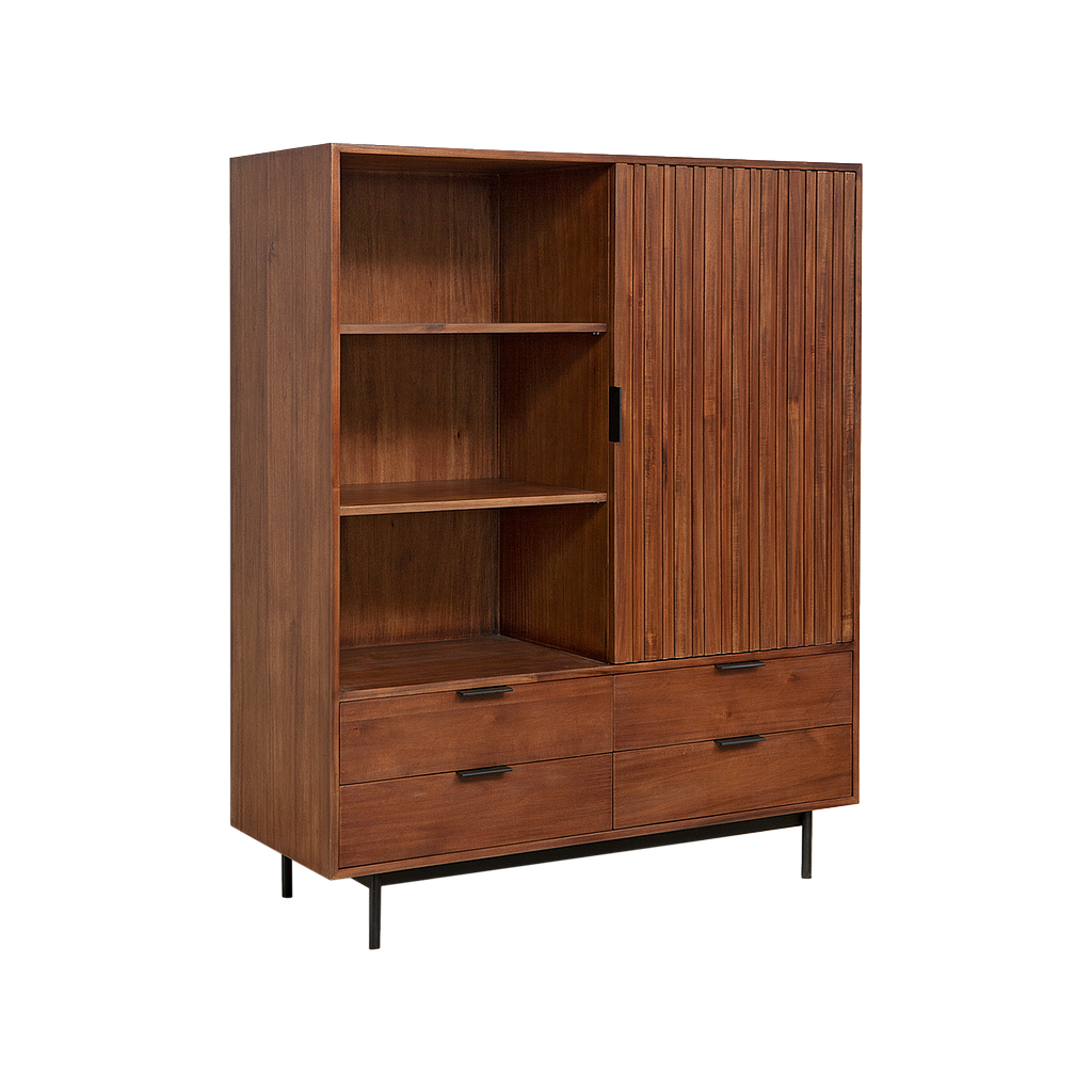 MATTEO - Highboard L113 x H140 - Washed antic and Matt black