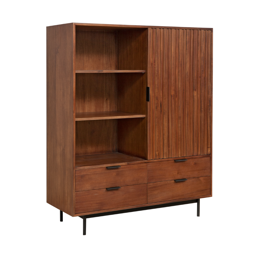 MATTEO - Highboard L113 x H140 - Washed antic and Matt black