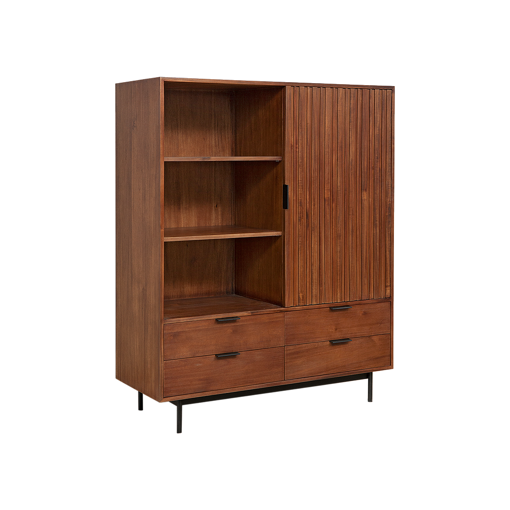 MATTEO - Highboard L113 x H140 - Washed antic and Matt black