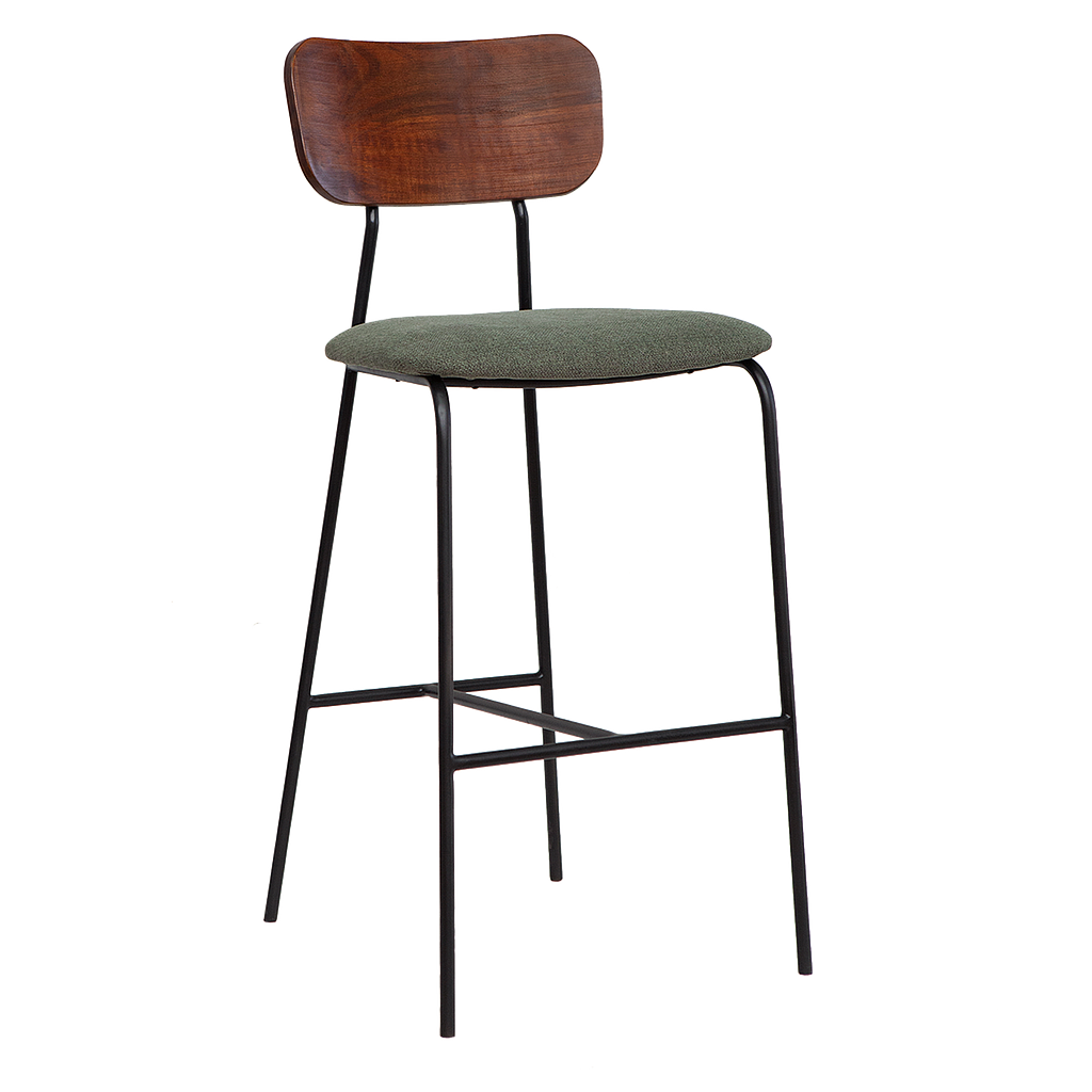 MATTEO - Bar chair - Matt black, Washed antic and Smokey green cover