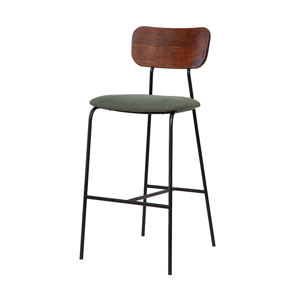 MATTEO - Bar chair - Matt black, Washed antic and Green-grey cover