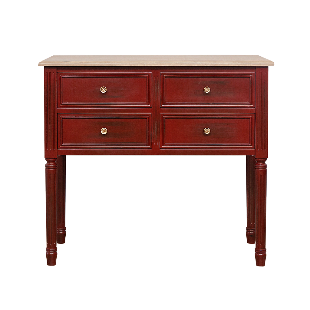 ORLEANS - Console table L95 - Patina chinese red and Toffee