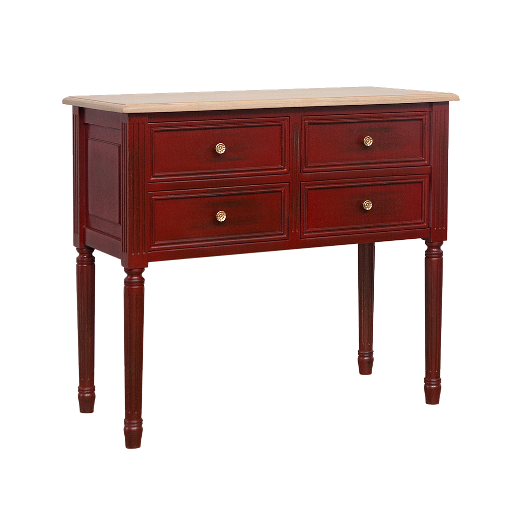 ORLEANS - Console table L95 - Patina chinese red and Toffee