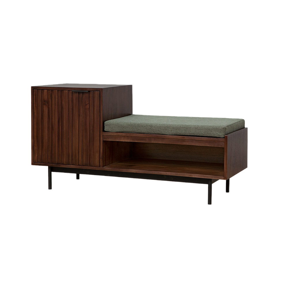 MATTEO - Hallway bench L115 - Mokka, Matt black and Smokey green cover