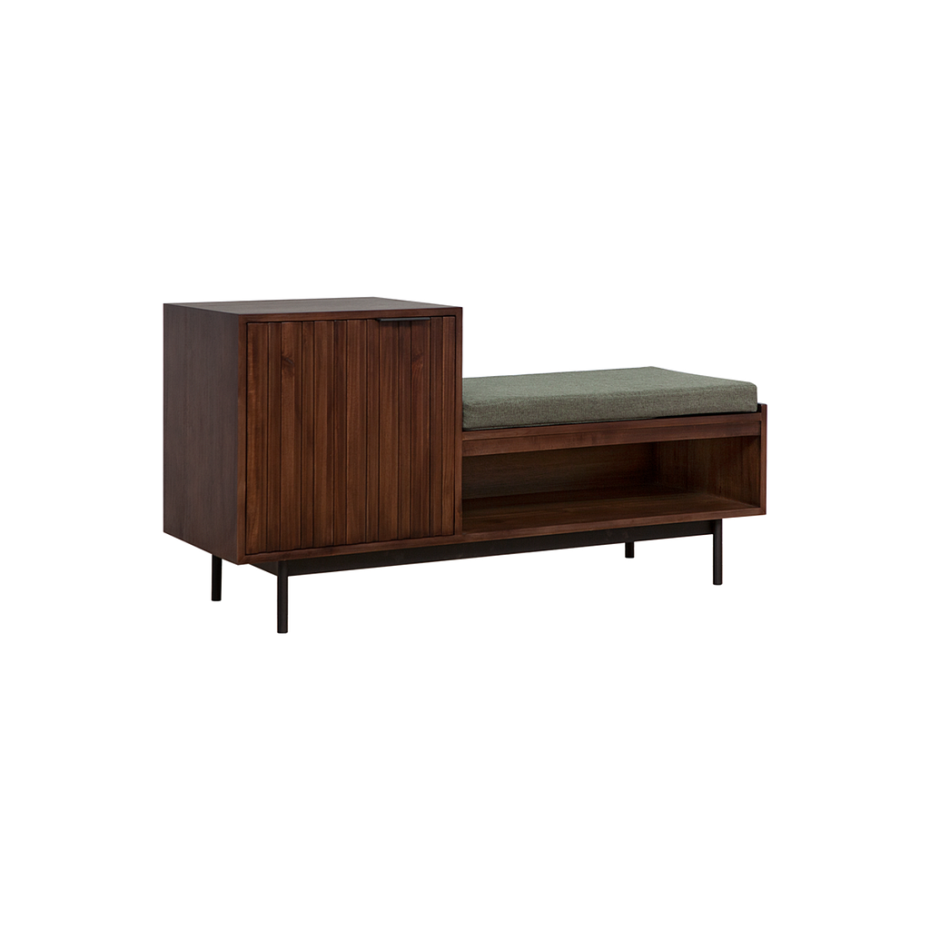MATTEO - Hallway bench L115 - Mokka, Matt black and Smokey green cover