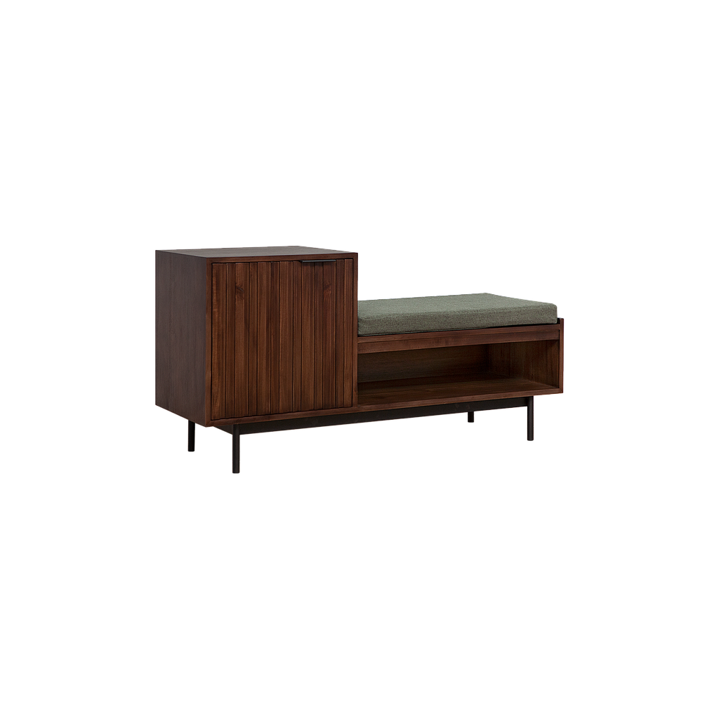 MATTEO - Hallway bench L115 - Mokka, Matt black and Smokey green cover