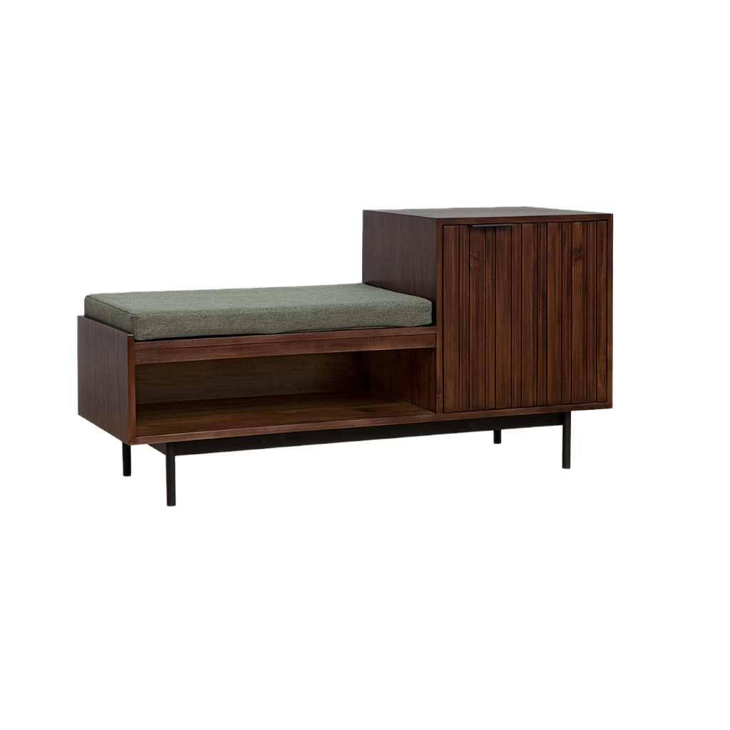 MATTEO - Hallway bench L115 - Mokka, Matt black and Smokey green cover