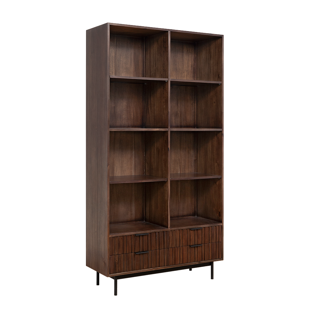 MATTEO - Bookcase L97 x H185 - Mokka and Matt black
