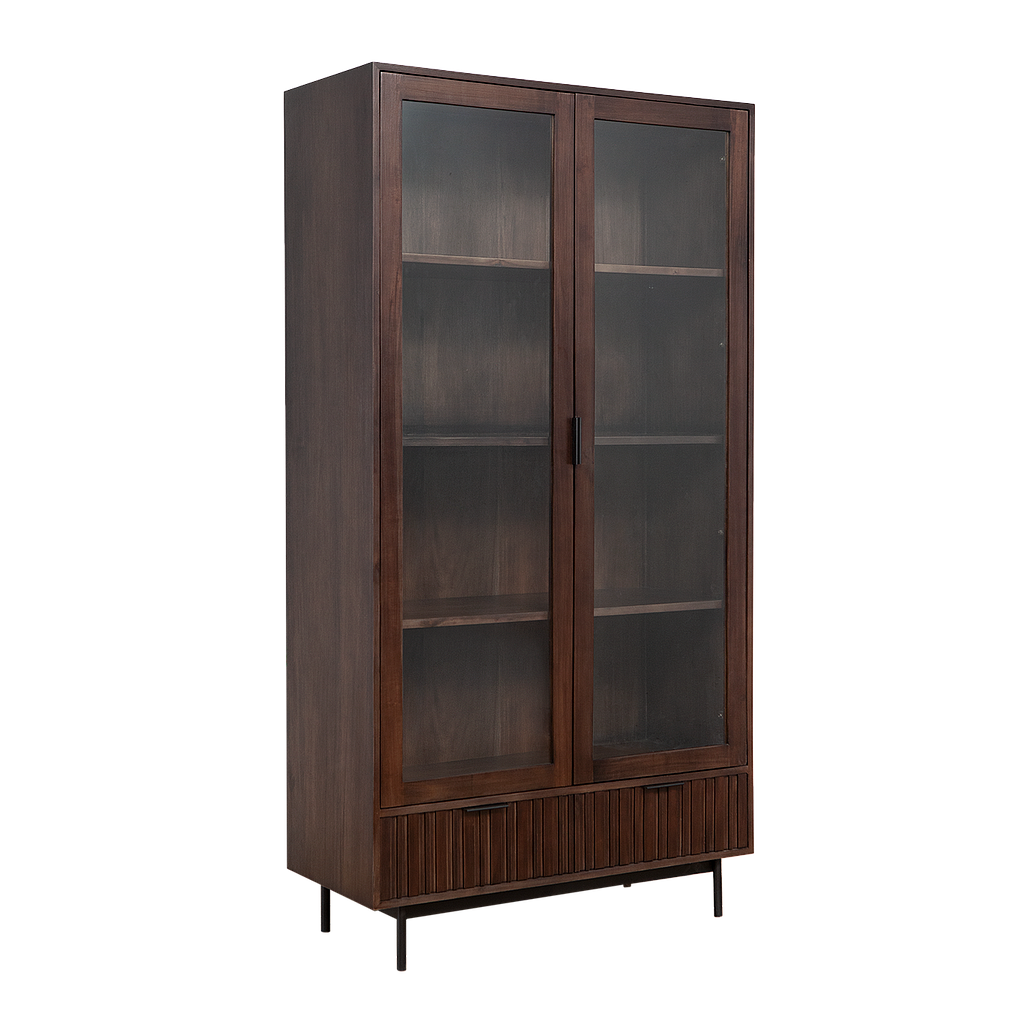 MATTEO - Display cabinet L97 x H185 - Mokka and Matt black