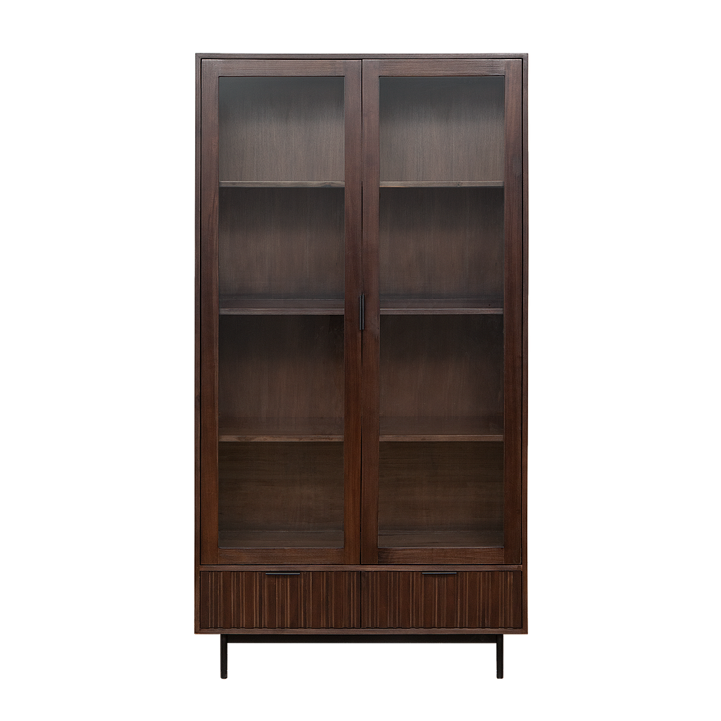 MATTEO - Display cabinet L97 x H185 - Mokka and Matt black