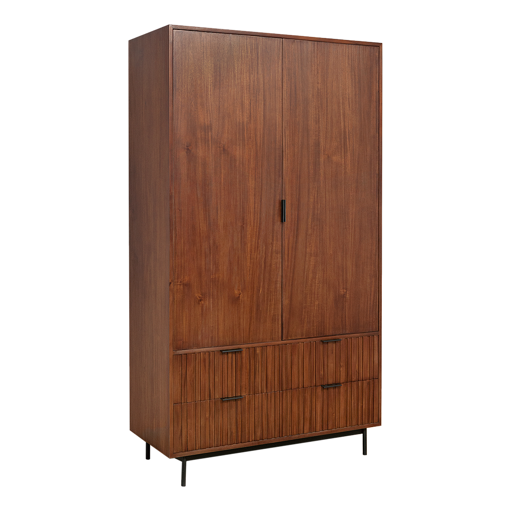 MATTEO - Wardrobe L110 x H200 - Washed antic and Matt black