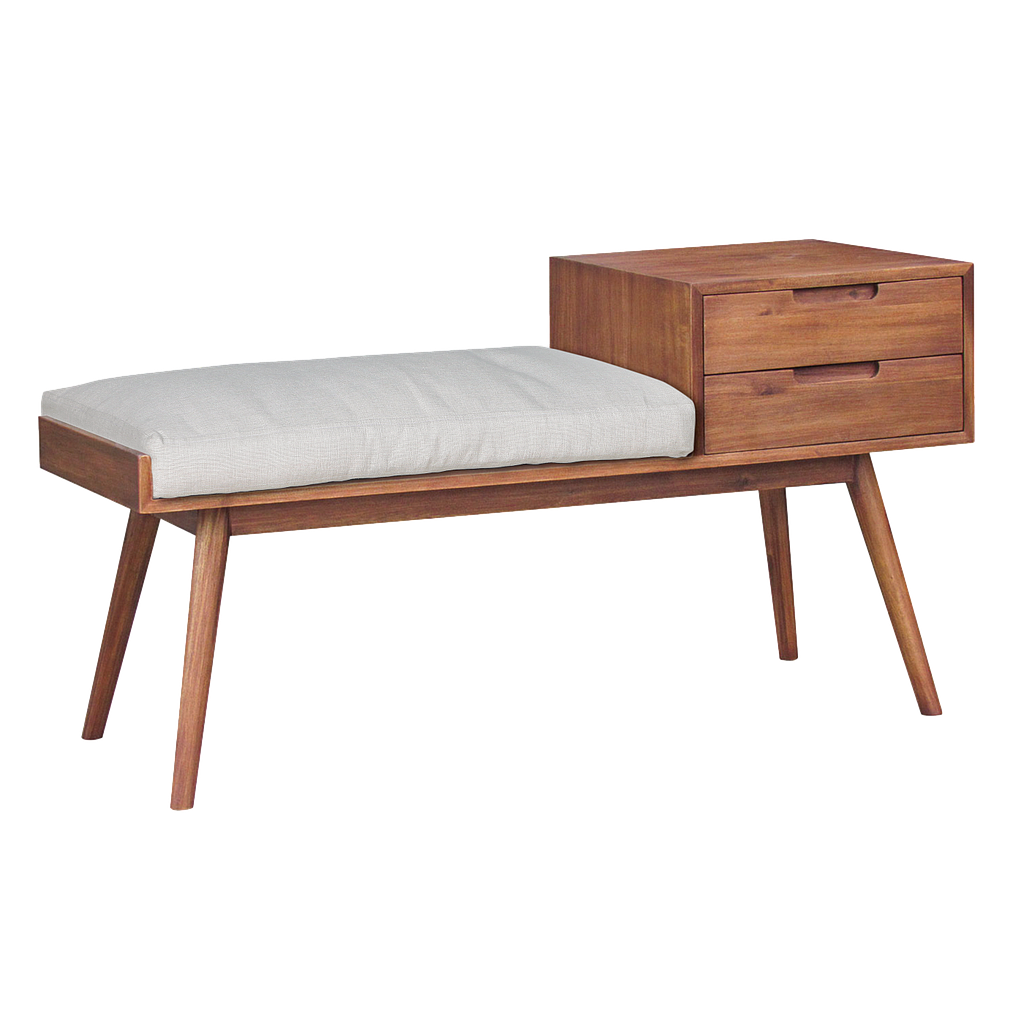 HELSINKI - Hallway bench L110 - Washed antic and Light grey cushion