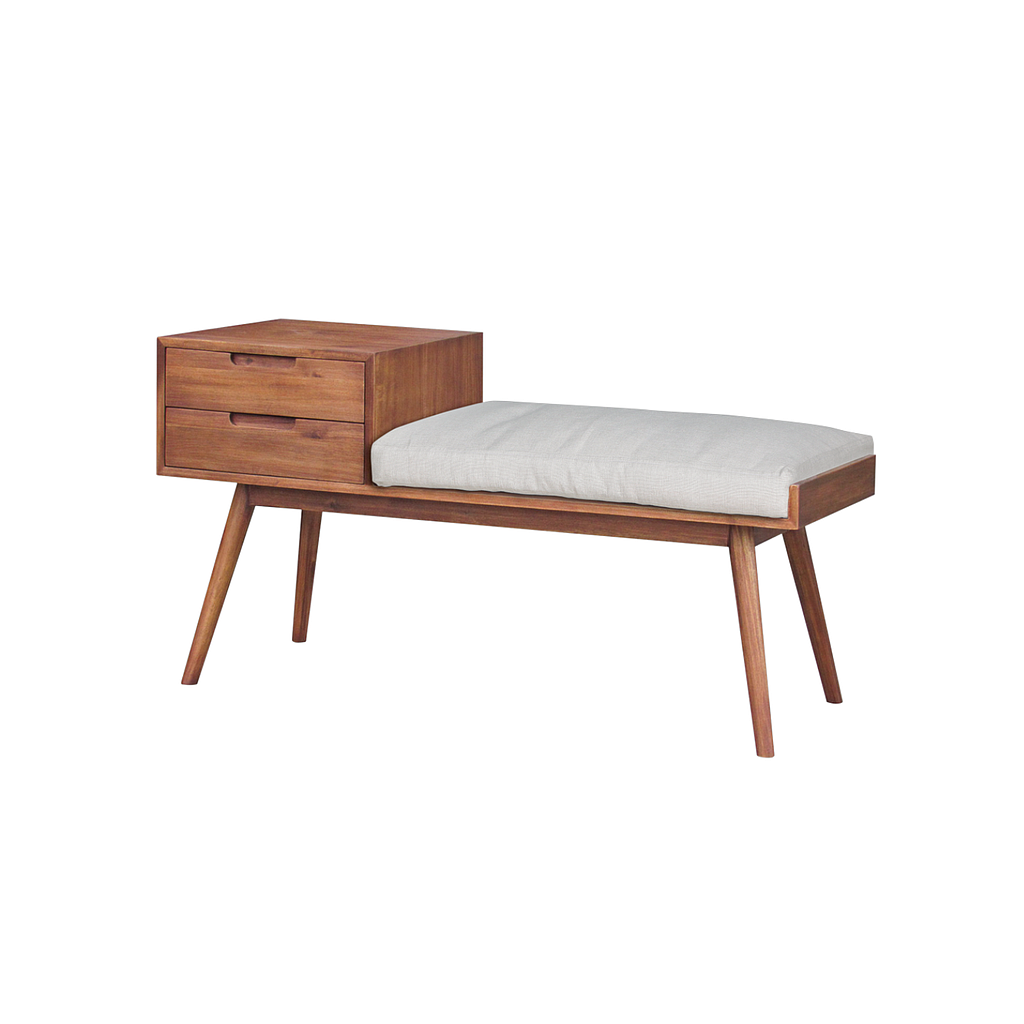 HELSINKI - Hallway bench L110 - Washed antic and Light grey cushion