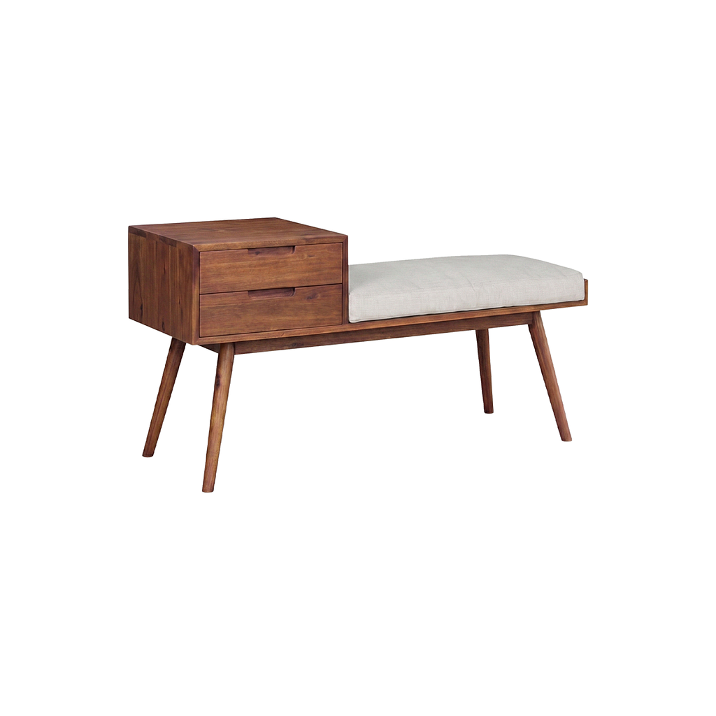 HELSINKI - Hallway bench L110 - Washed antic and Light grey cushion