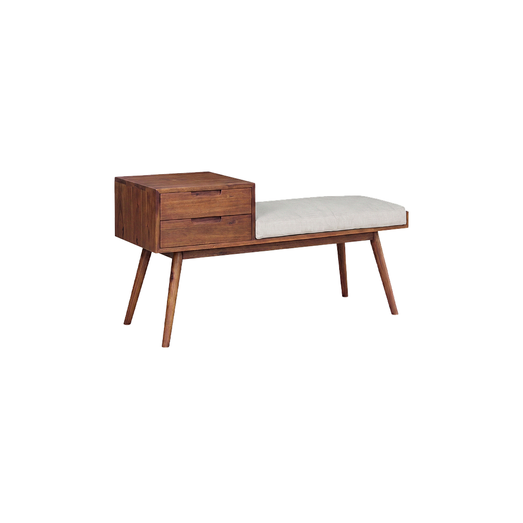 HELSINKI - Hallway bench L110 - Washed antic and Light grey cushion