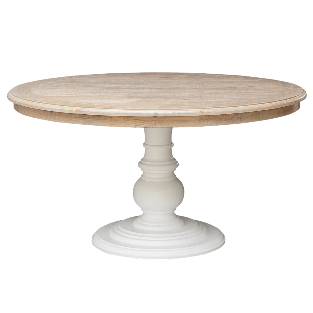 ALISSON - Dining table Diam.140 - Brushed white and Toffee