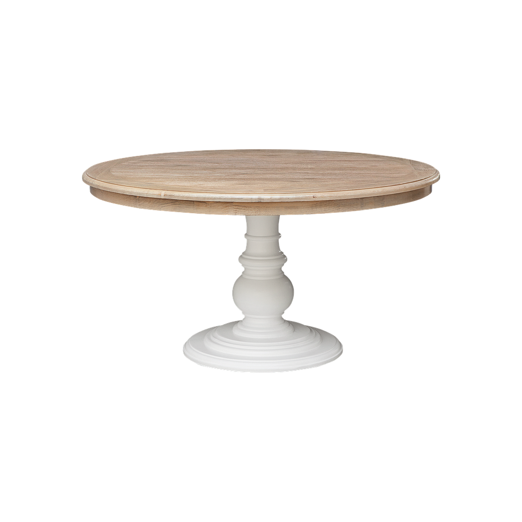 ALISSON - Dining table Diam.140 - Brushed white and Toffee