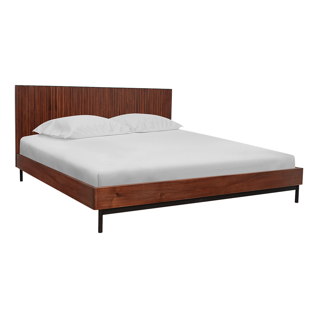 MATTEO - King size bed (Mattress 180x200) - Washed antic and Matt black