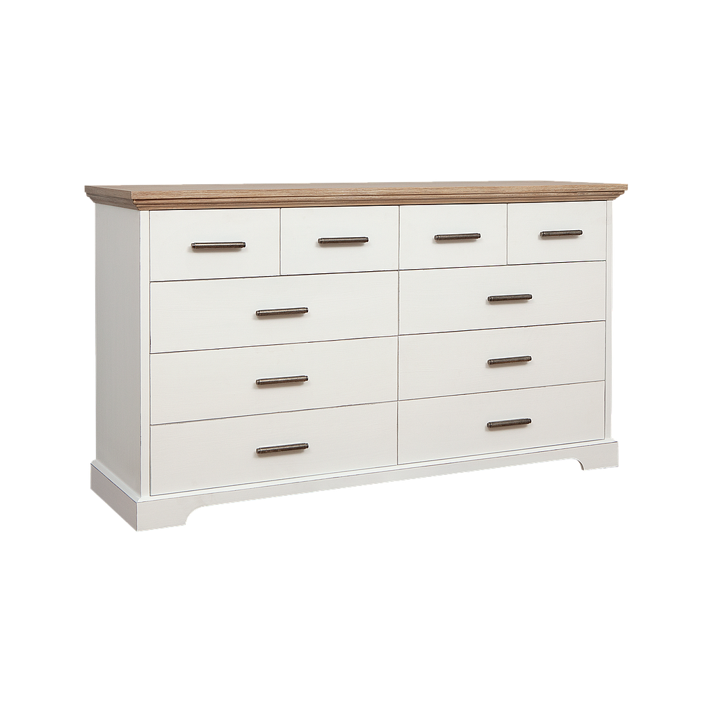 ARNI - Chest of drawers - L160 x H92 - Brocante white and Toffee