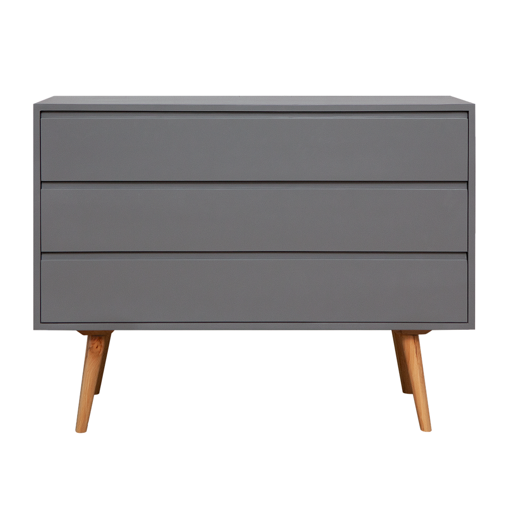 Chest of drawers L110 x H84 - Pearl grey and Natural beech