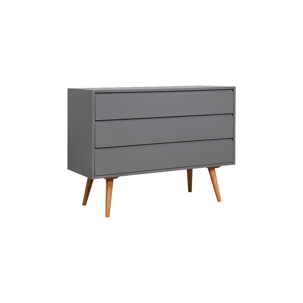 HELSINKI- Chest of drawers L110 x H84 - Pearl grey and Natural beech