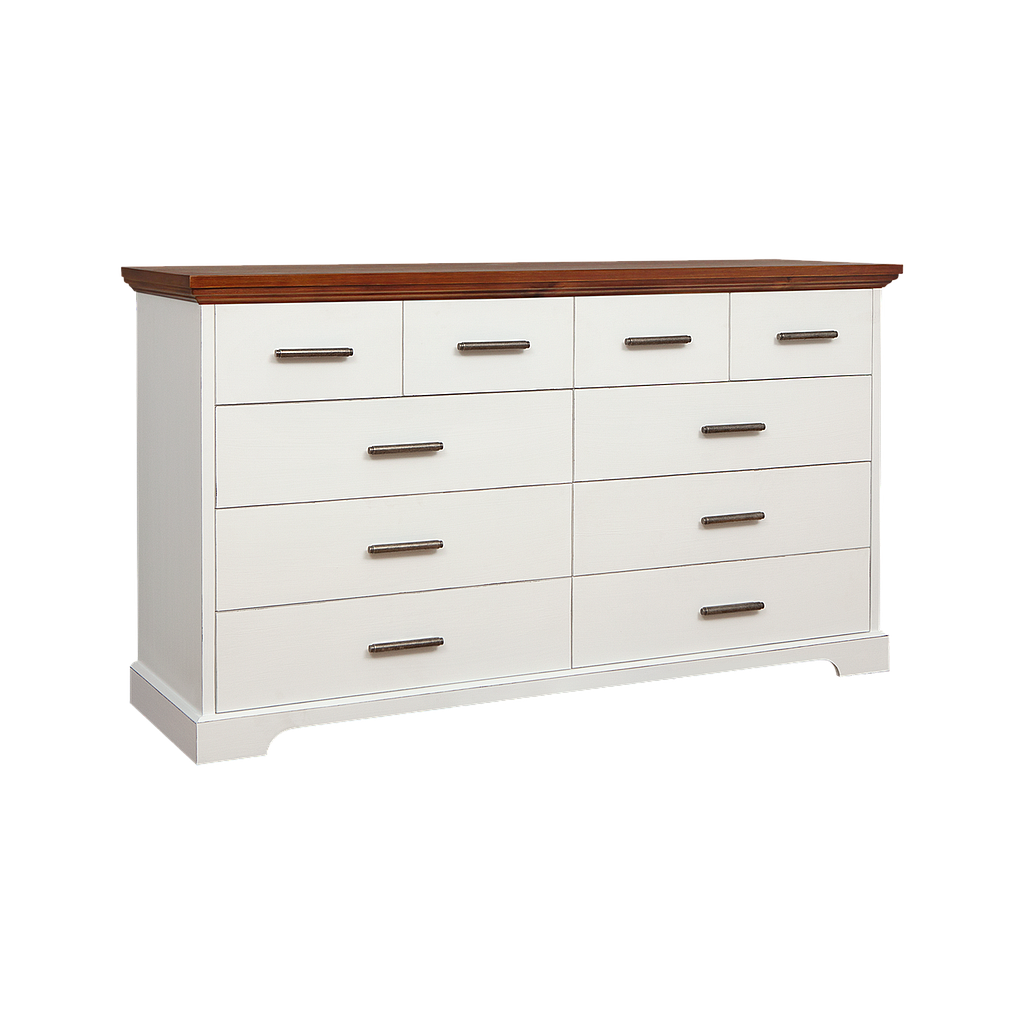ARNI - Chest of drawers - L160 x H92 - Brocante white and Washed antic