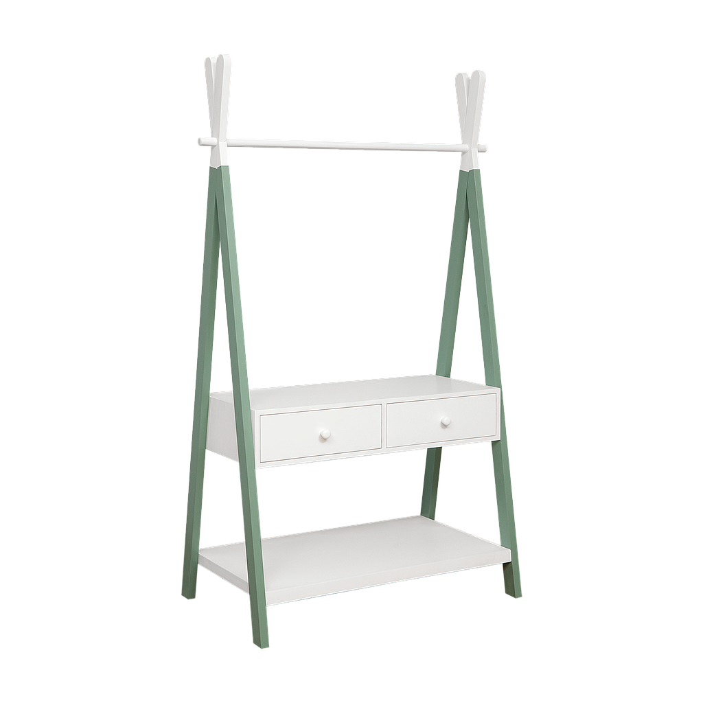 TIPI - Clothes shelf L100 x H170 - Mint and White