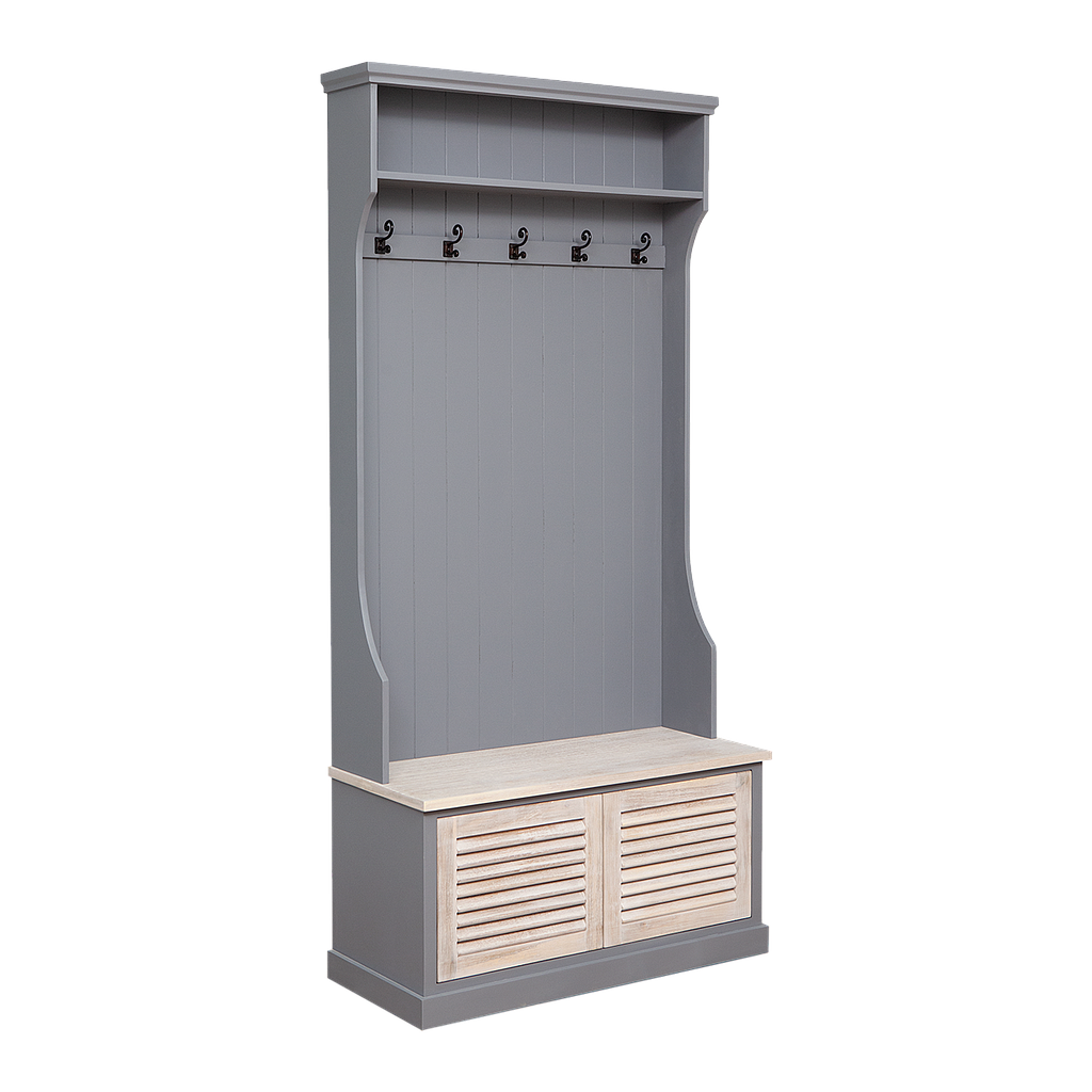 VICTORINE - Hall tree L90 x H190 - Pearl grey and Whitened acacia