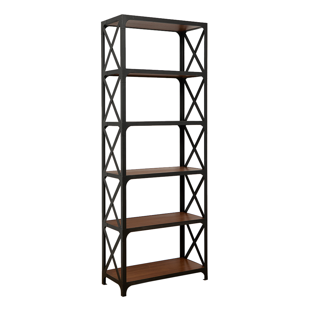 MANHATTAN - Bookcase L75 x H204 - Matt black and Washed antic