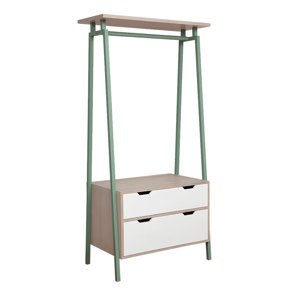 YLAN - Hanging rail L100 x H195 - Mint, Whitened acacia and White