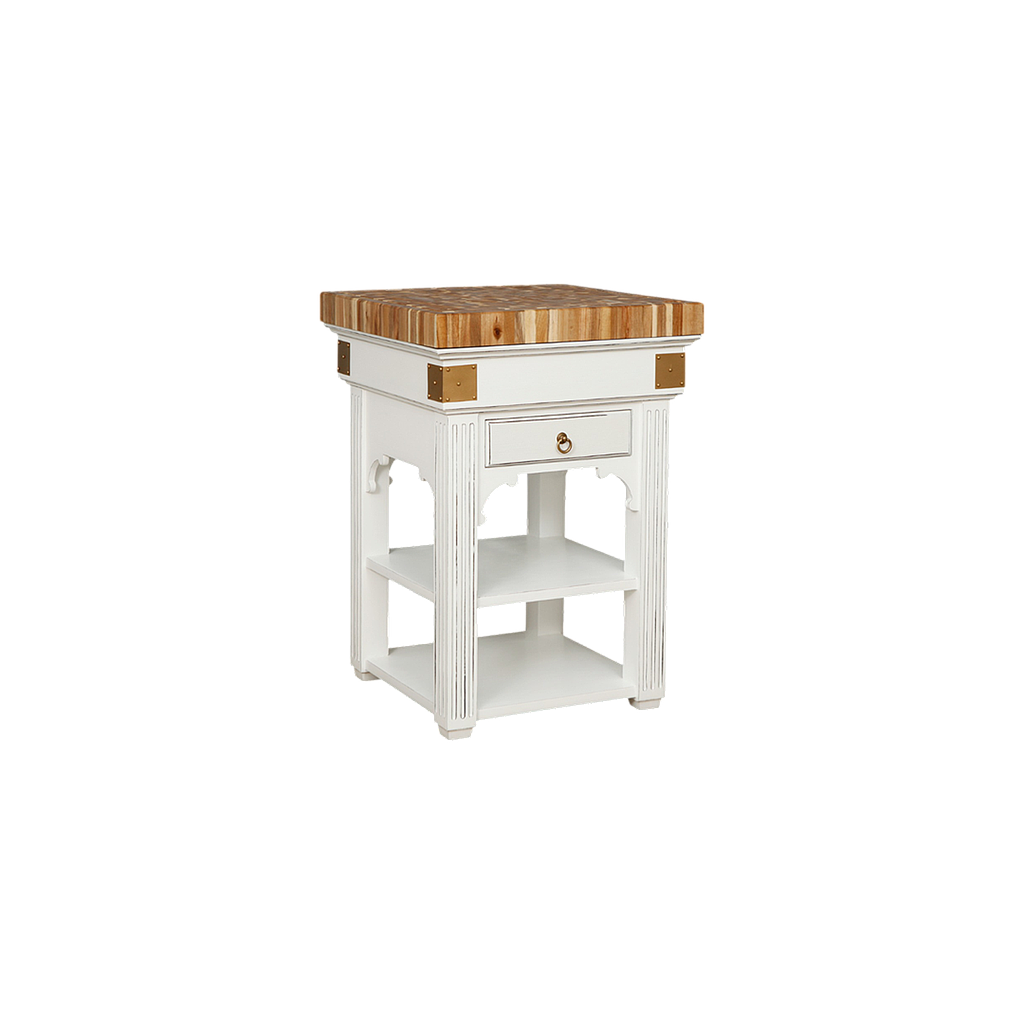 SOLOGNE - Butcher unit L63 x W63 - Brocante white and Raw acacia