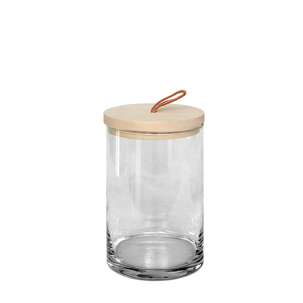 Glass jar with bamboo lip diam10 x H16