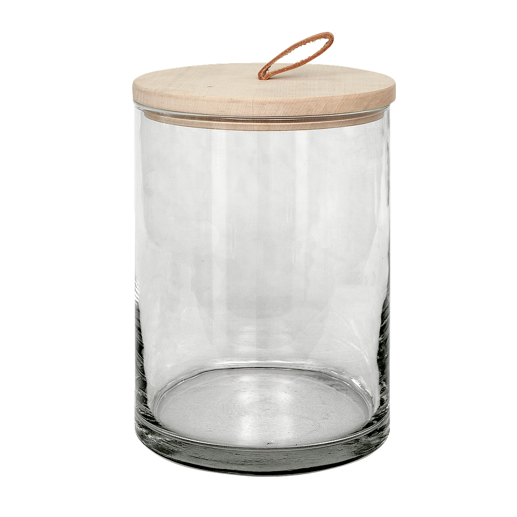 Glass jar with bamboo lip diam15 x H21