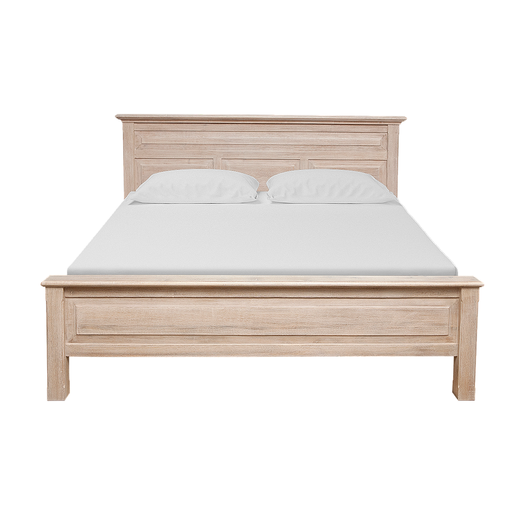 LENS - Queen size bed 160x200 - Whitened acacia