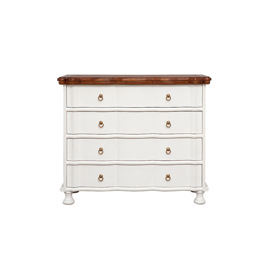 ORLEANS - Chest of drawers L100 x H85 - Brushed white and Washed antic