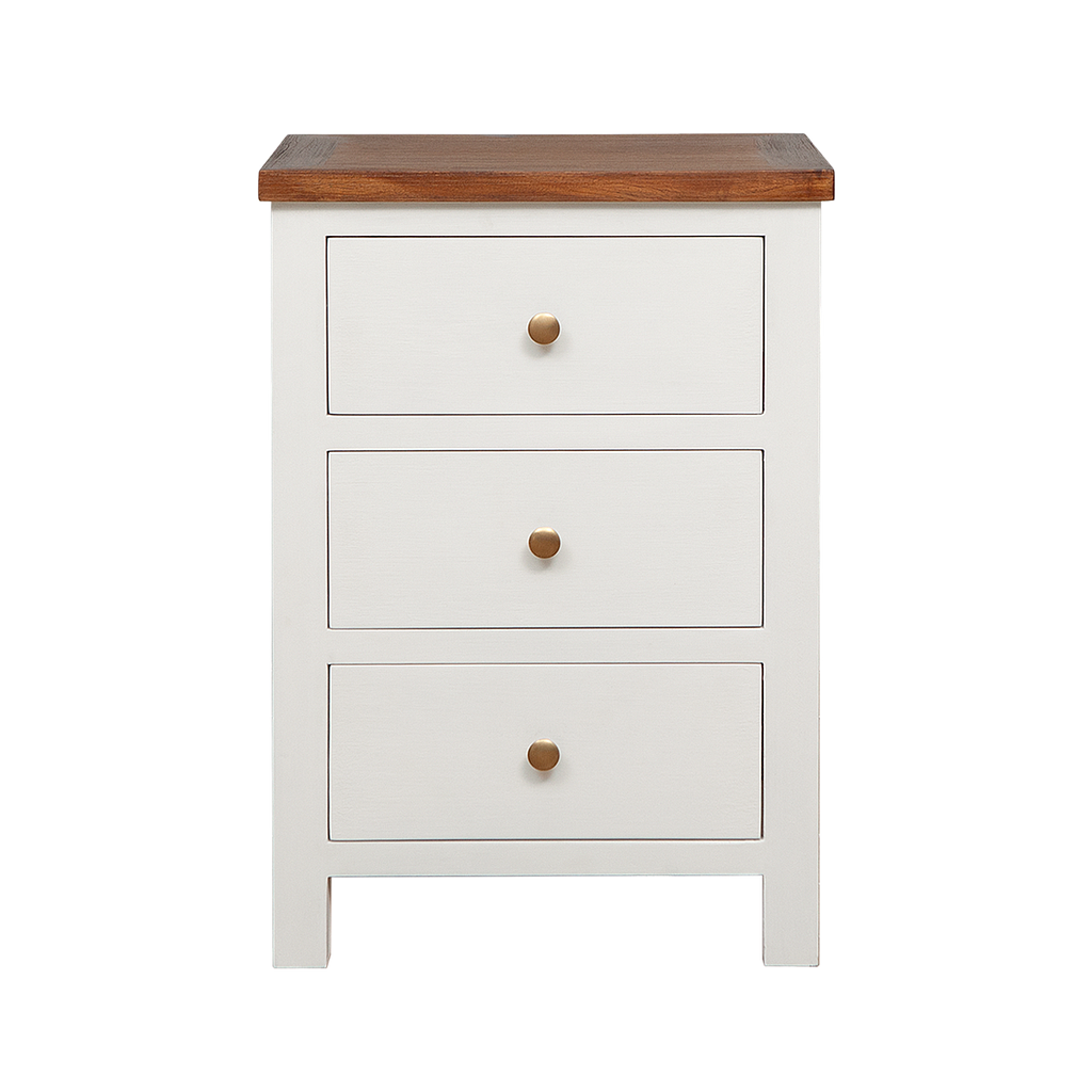 BAGARD - Bedside table H60 - Brushed white and washed antic