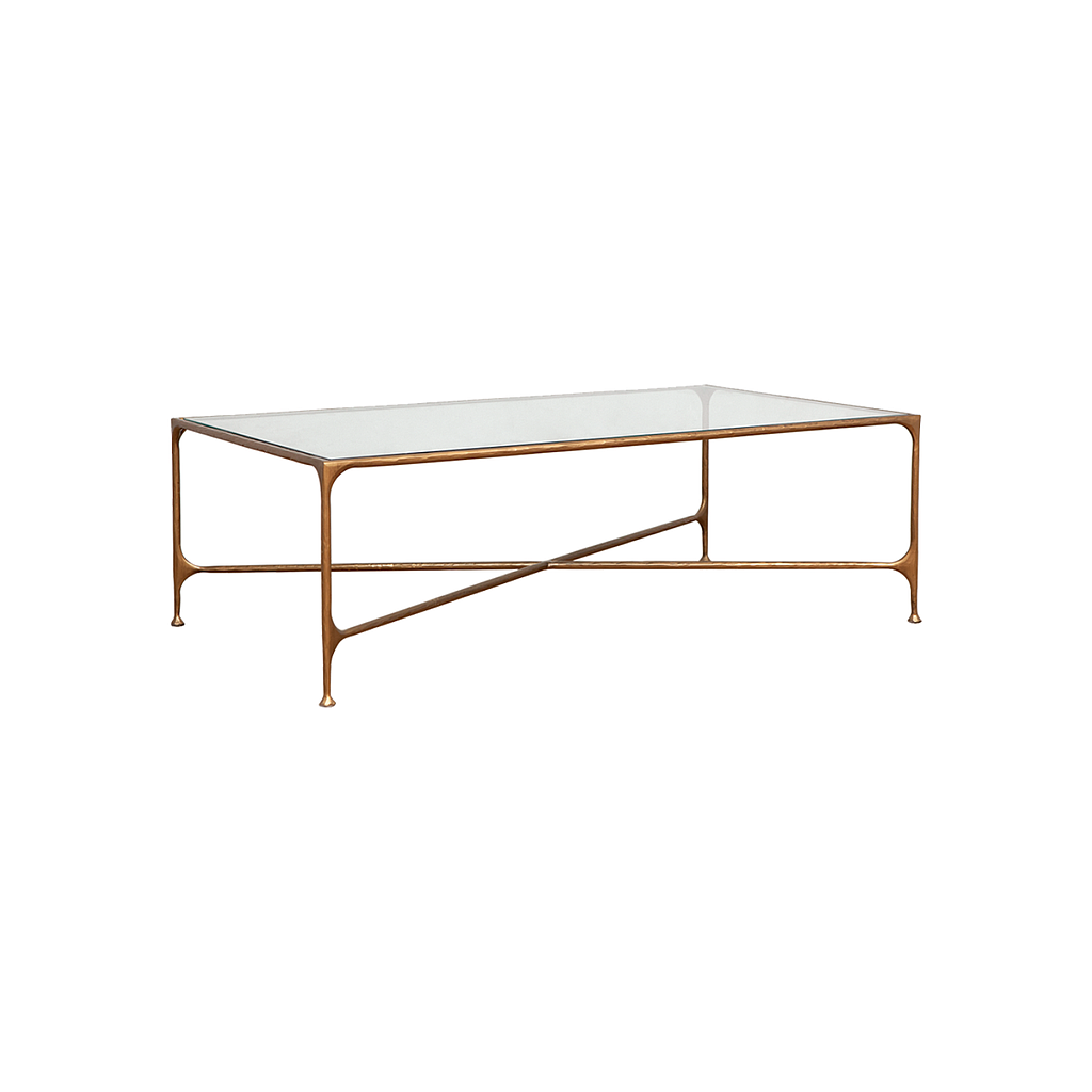 ASTHESIO - Hand-hammered metal coffee table L120 x W70 - Aged brass