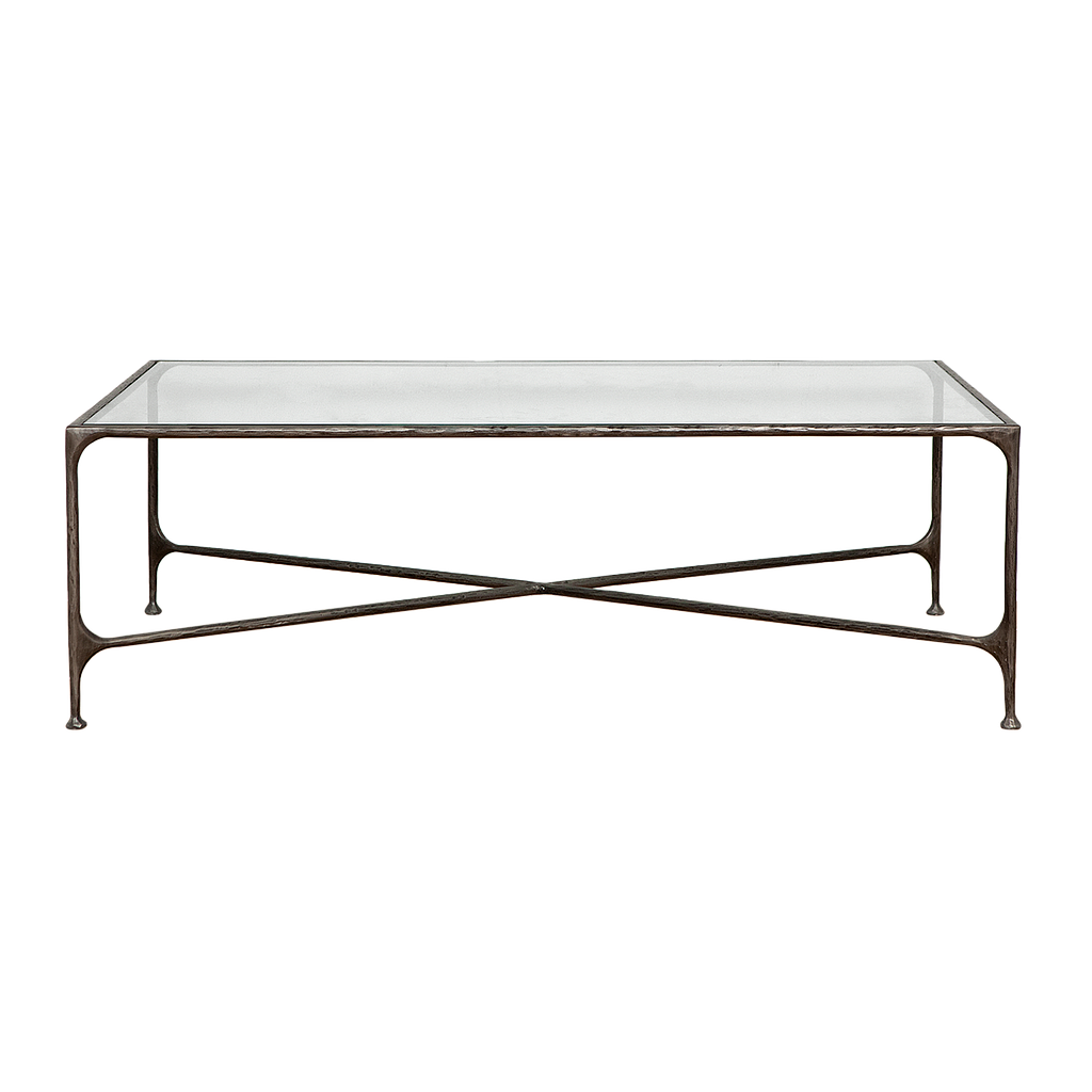 ASTHESIO - Hand-hammered metal coffee table L120 x W70 - Aged anthracite