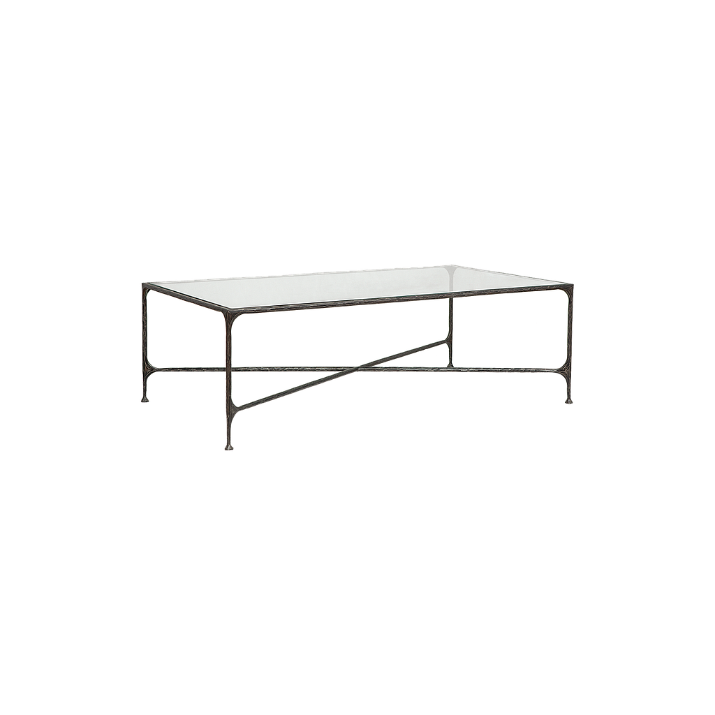 ASTHESIO - Hand-hammered metal coffee table L120 x W70 - Aged anthracite