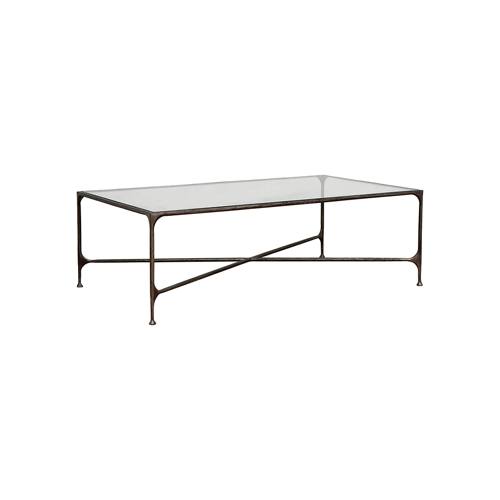 ASTHESIO - Hand-hammered metal coffee table L120 x W70 - Aged silver