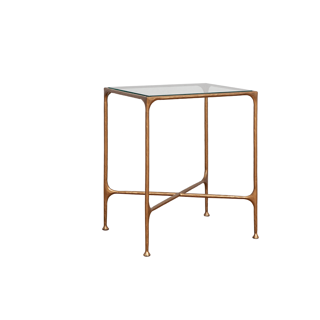 ASTHESIO - Hand-hammered metal side table L50 x H60 - Aged brass