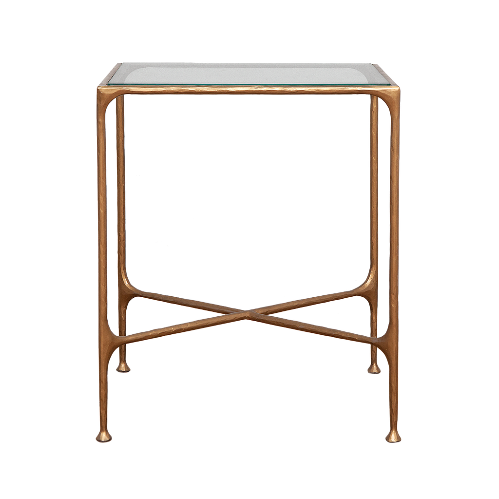 ASTHESIO - Hand-hammered metal side table L50 x H60 - Aged brass