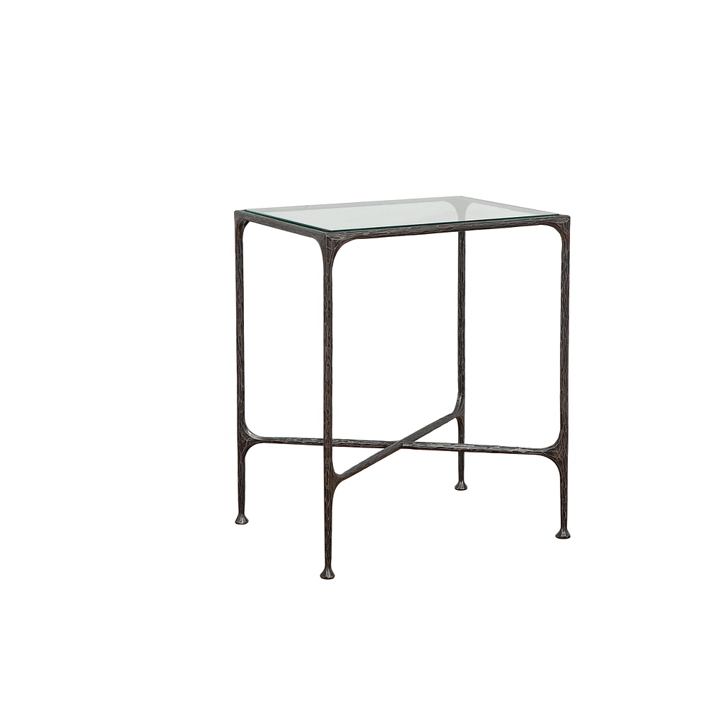 ASTHESIO - Hand-hammered metal side table L50 x H60 - Aged anthracite