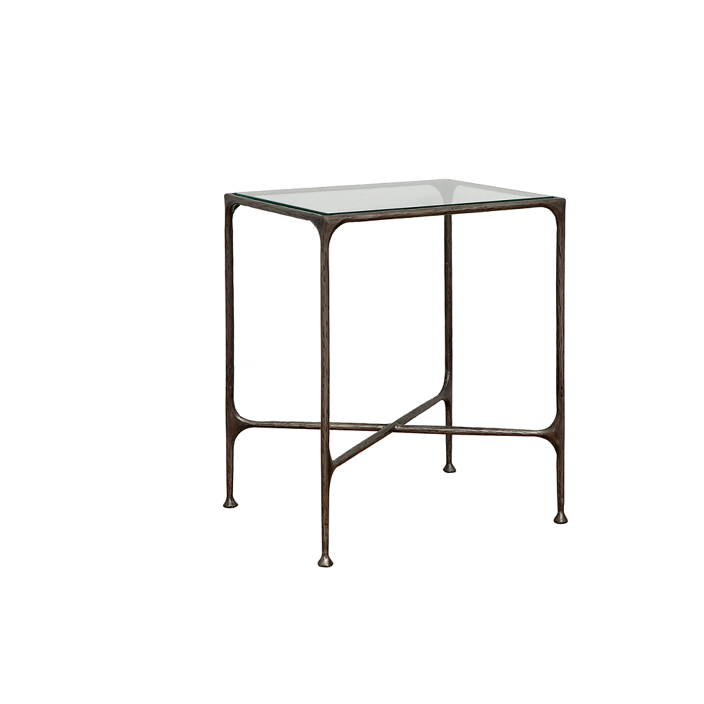 ASTHESIO - Hand-hammered metal side table L50 x H60 - Aged silver