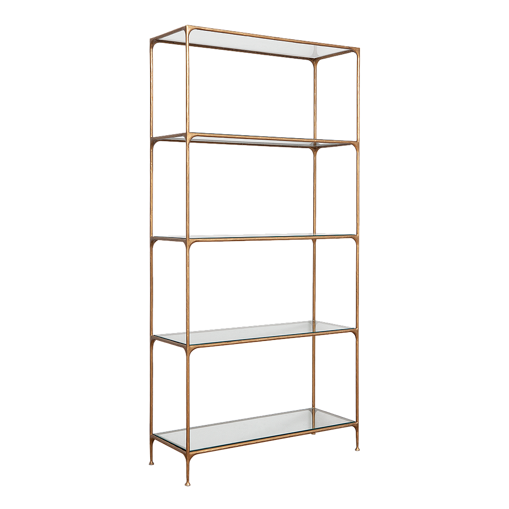 ASTHESIO - Hand-hammered metal shelf L100 x H205 - Aged brass